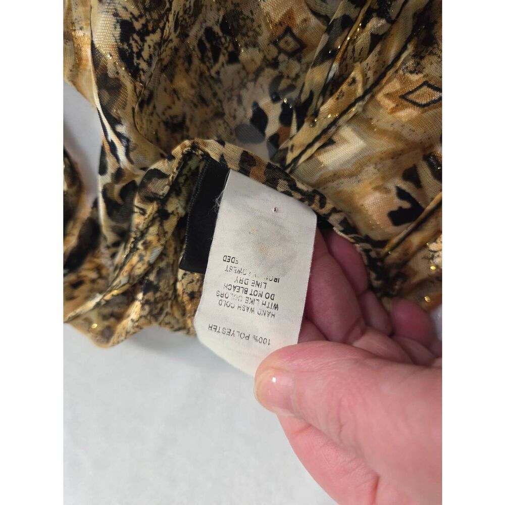 VTG Dotti Sheer Gold Cheetah Leopard Geometric Print Shift Dress Sz. M - Picture 6 of 11